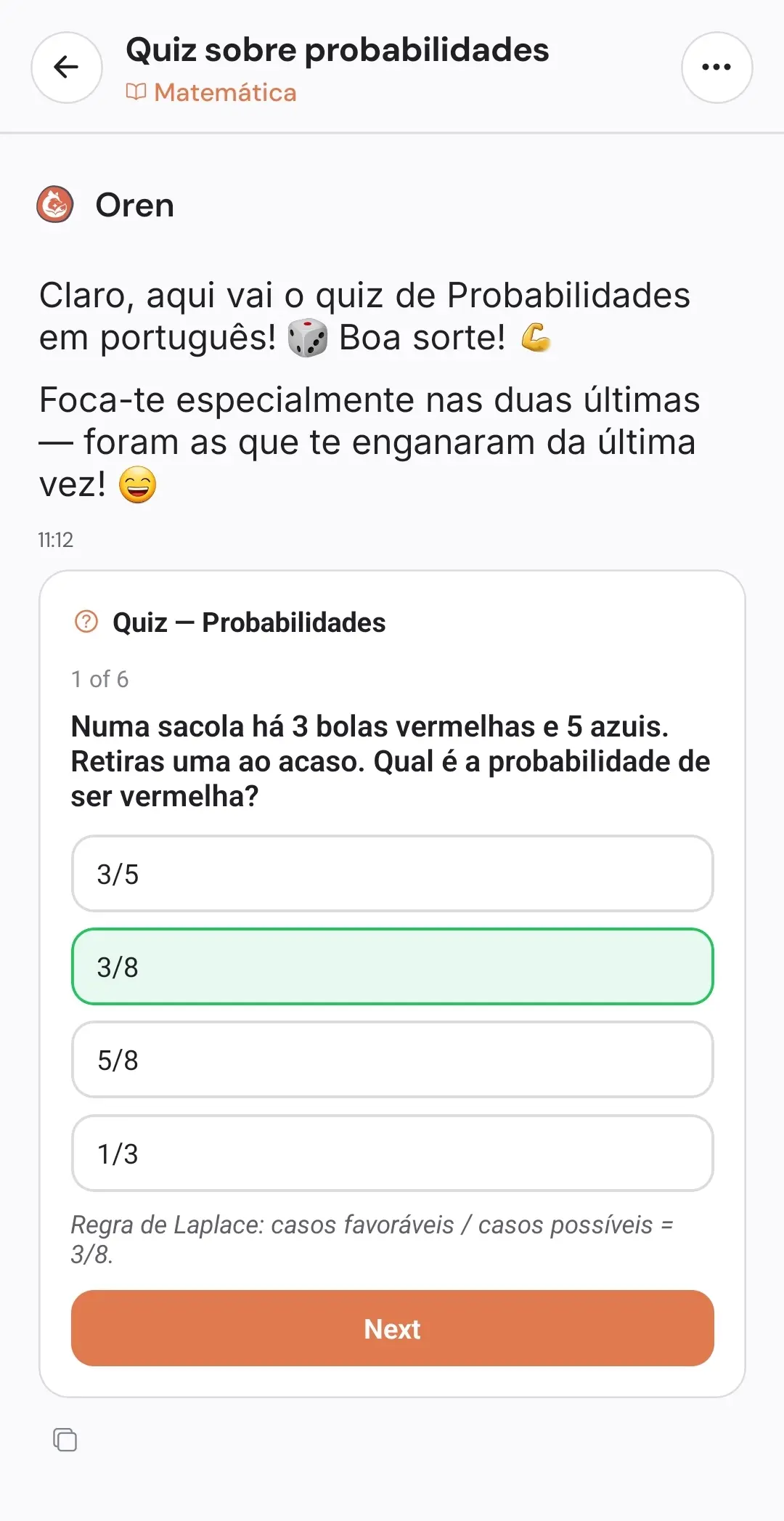Conversa com o tutor Oren